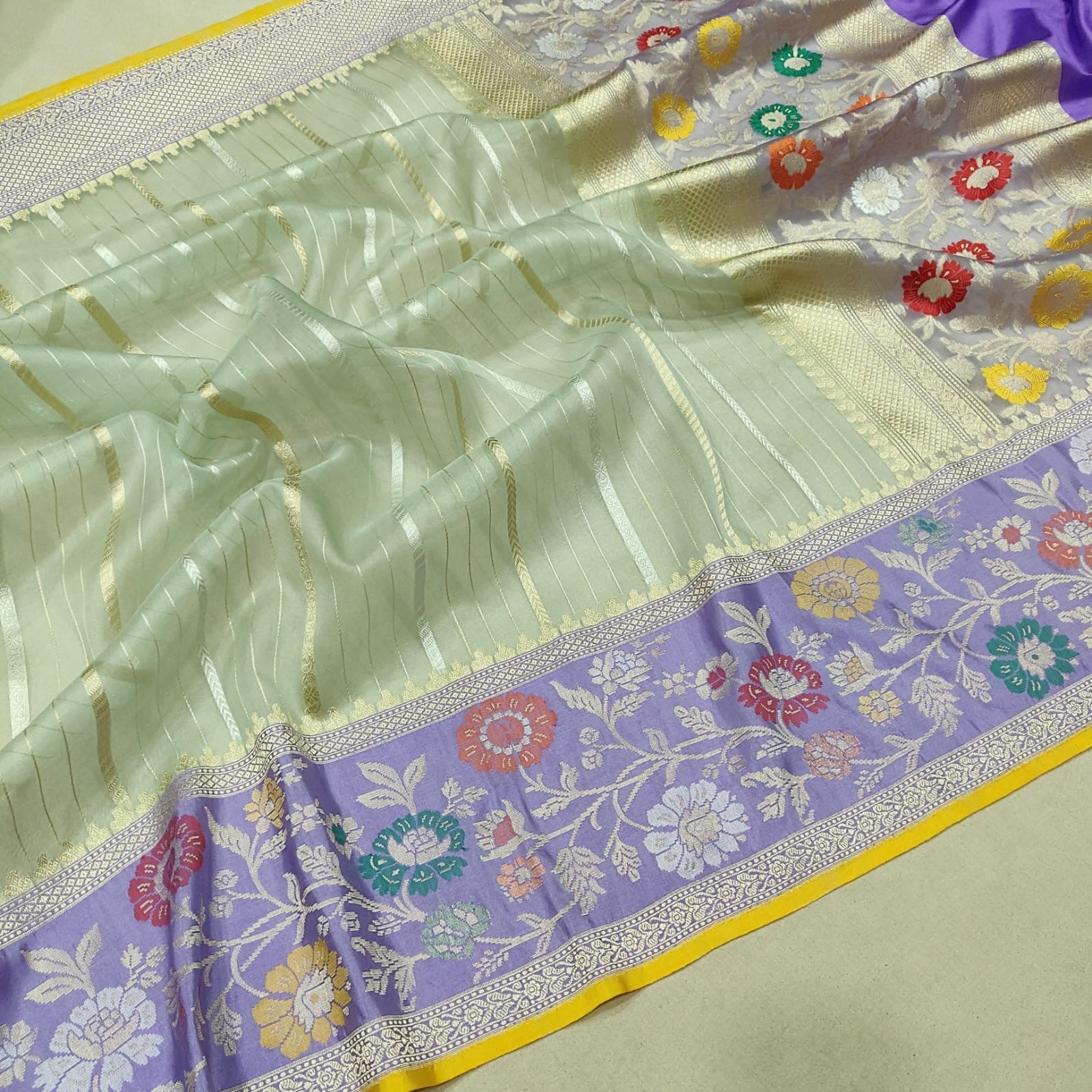 Numisha Kora silk saree handwoven saree SaffronFashion