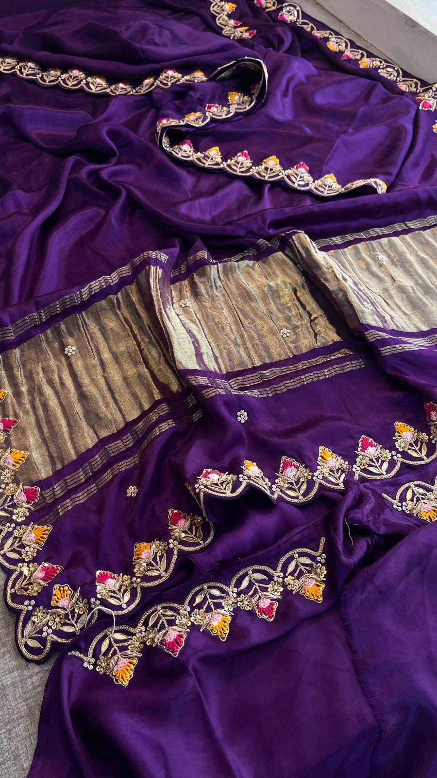 Purple Gajji Silk Saree Luxury Silk Saree blouse - Saffronfashionindia
