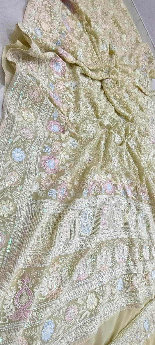 Chikankari sequence Saree Indian traditional sarees - Saffronfashionindia