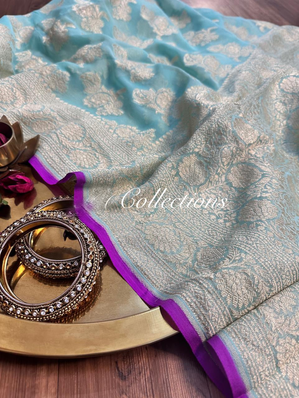 Itani khaddi Georgette saree handwoven sarees blouse SaffronFashion