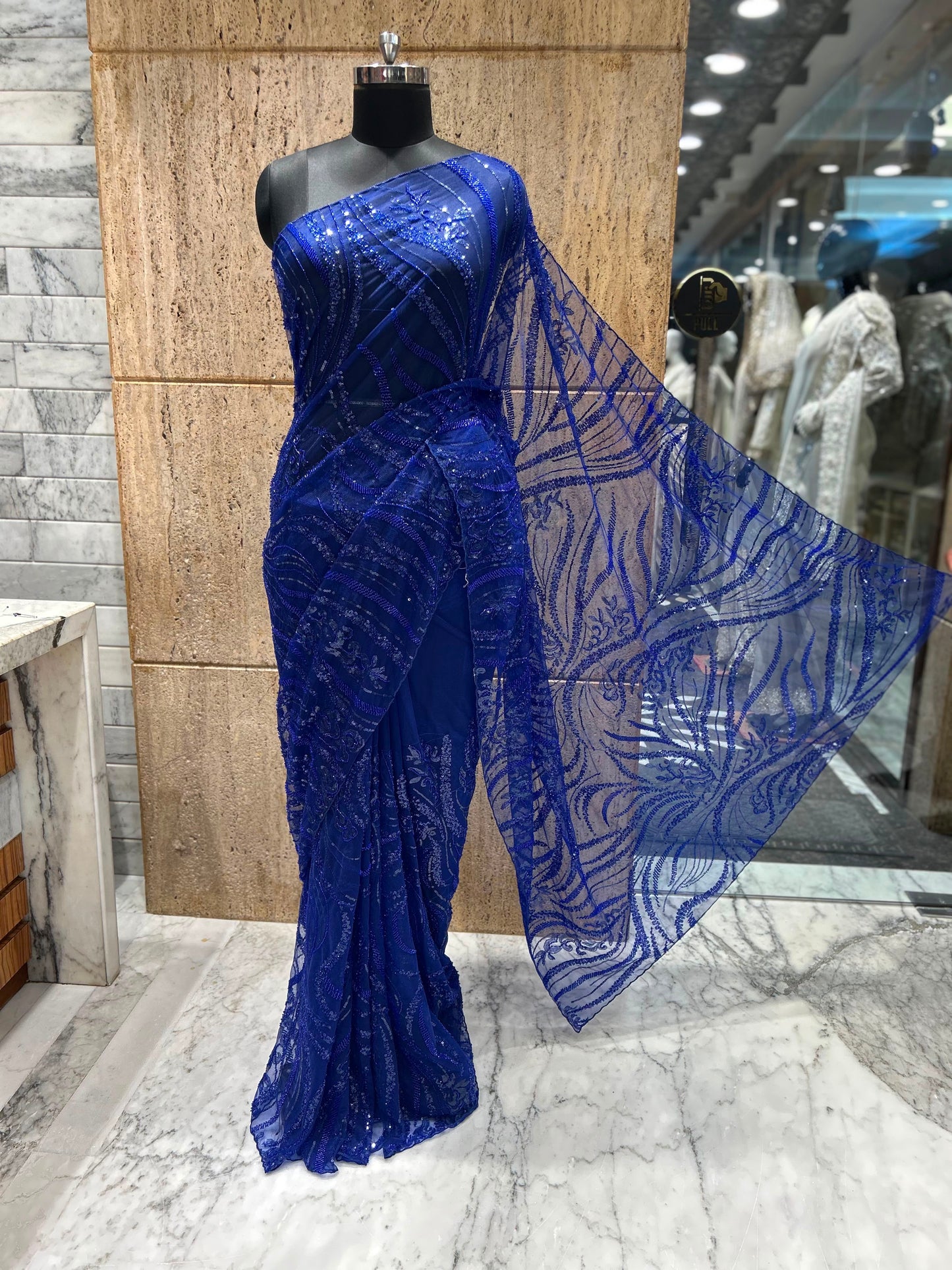 Designer net saree women sari blouse partywear sarees reception sari SaffronFashion