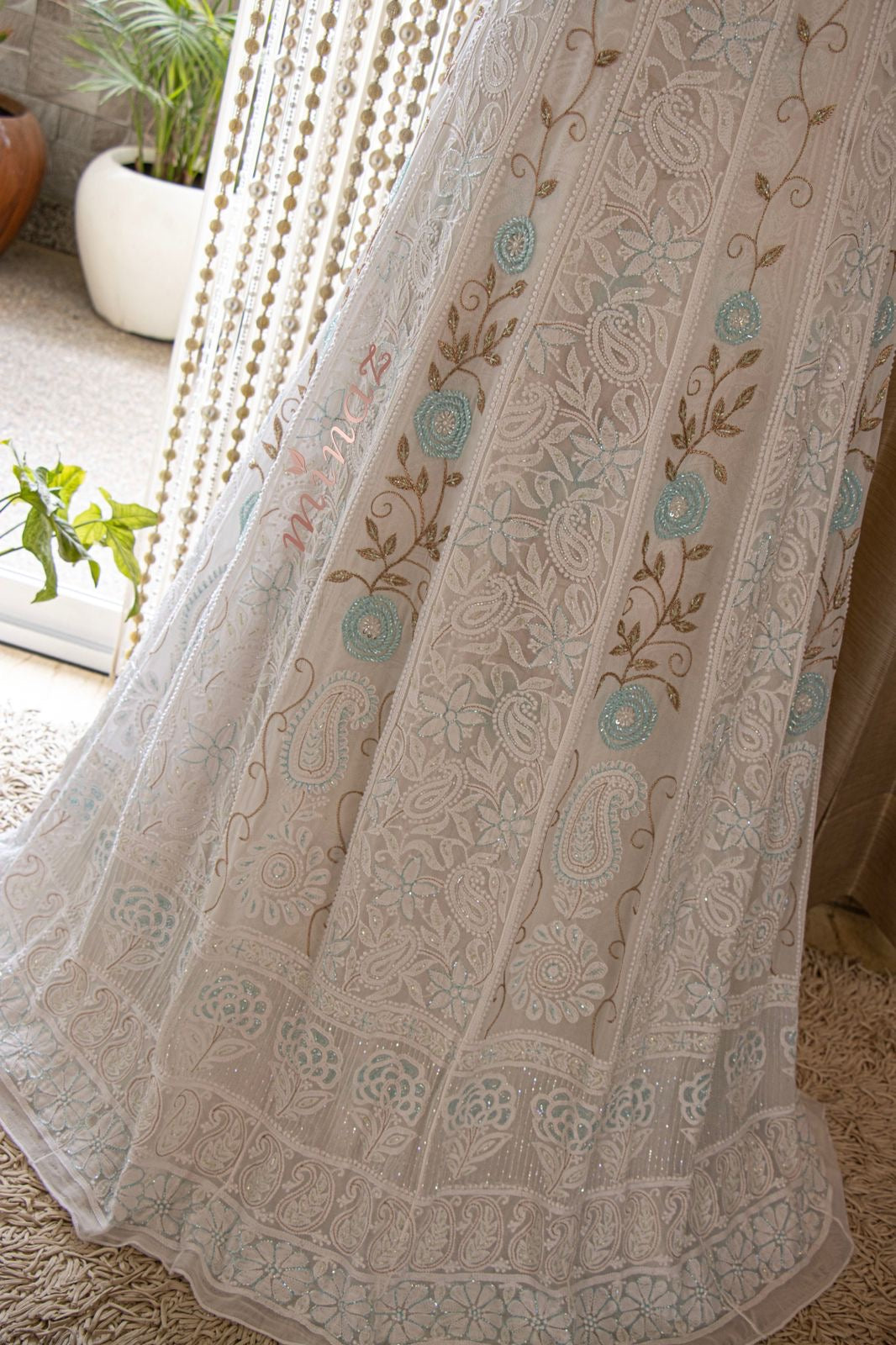 Lucknowie Gorgette dress pakistani dress Chikankari dress - Saffronfashionindia