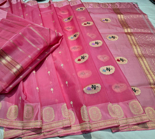 Pink kora saree ektara saree beautiful sari blouse SaffronFashion