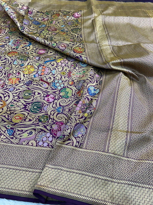 Double iktara handwoven saree traditional Indian heritage sari blouse SaffronFashion