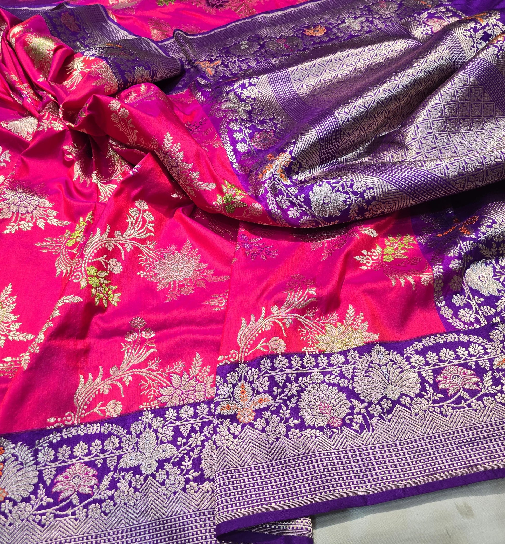 Handwoven kadwa silk saree Banarsi silk saree Indian sarees SaffronFashion