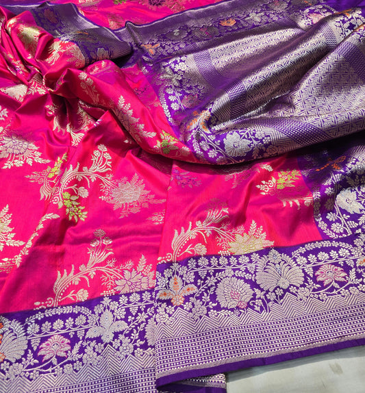 Handwoven kadwa silk saree Banarsi silk saree Indian sarees SaffronFashion