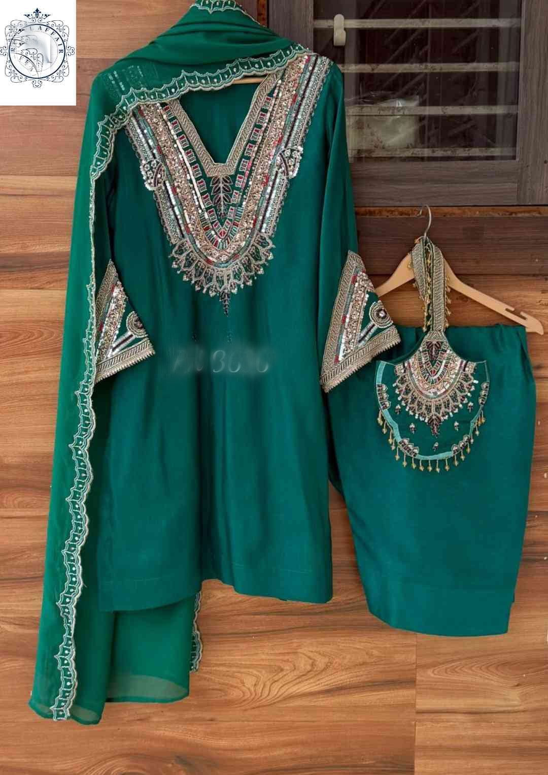 Embroidered Salwar Suit with Dupatta | Pakistani Style Designer Suit SaffronFashion