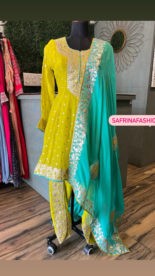 Punjabi Patiala Readymade Dress Sangeet Dress - Saffronfashionindia