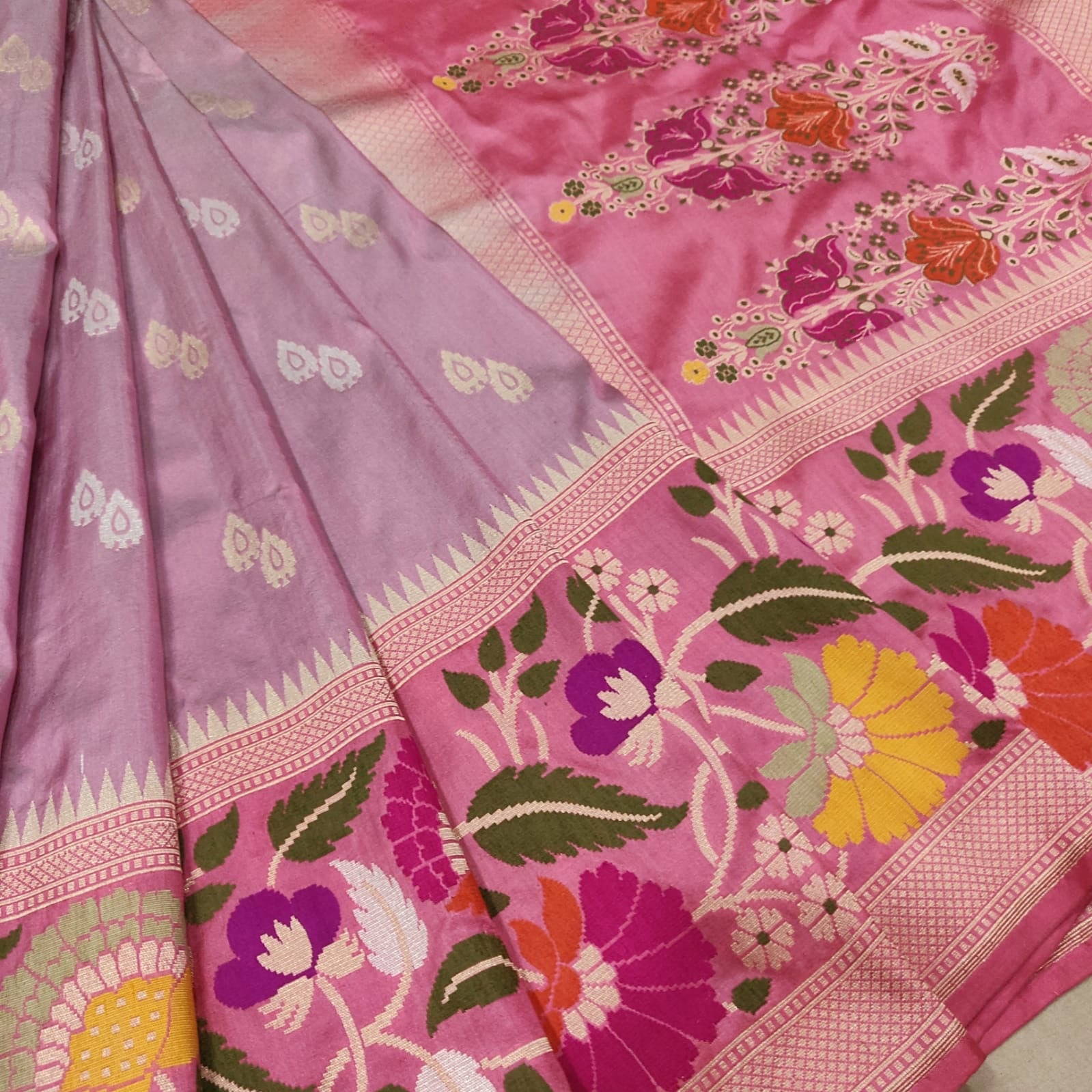 Imika katan silk saree handwoven sarees blouse - Saffronfashionindia