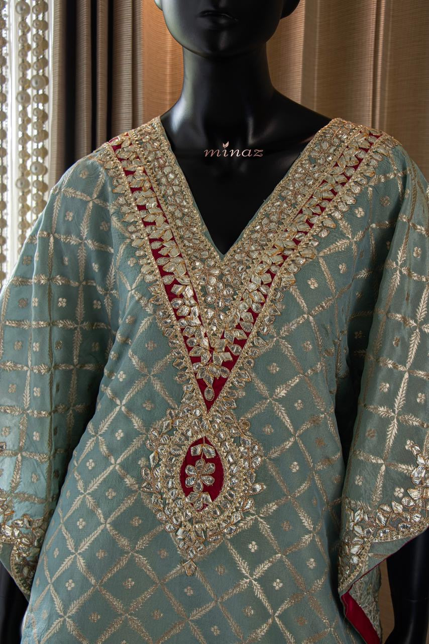Kaftan styled kurti pant set traditional kurti set - Saffronfashionindia