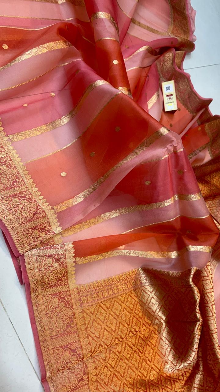 Handloom Kora saree organza saree women saree blouse SaffronFashion