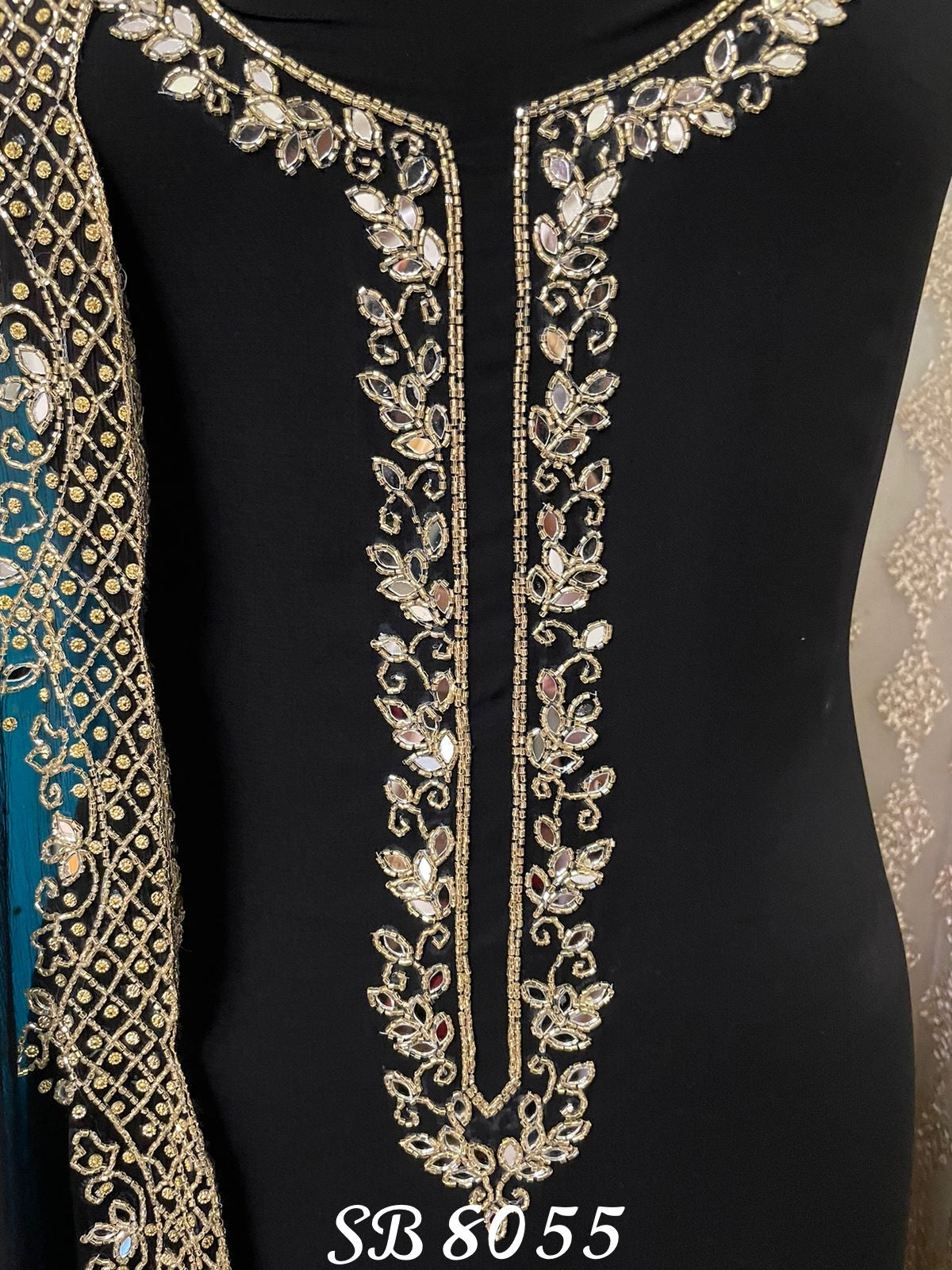 Rubisha black gorgette chiffon salwar kameez - Saffronfashionindia
