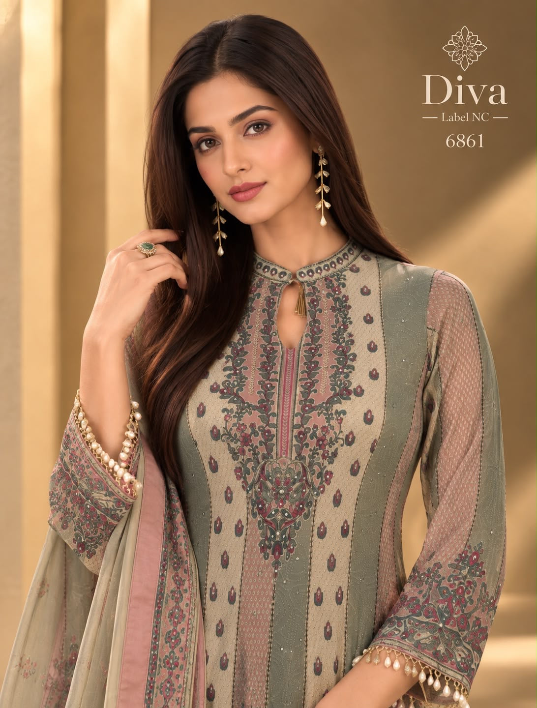 Crepe gown set designer set party wear gown Saffronfashionindia