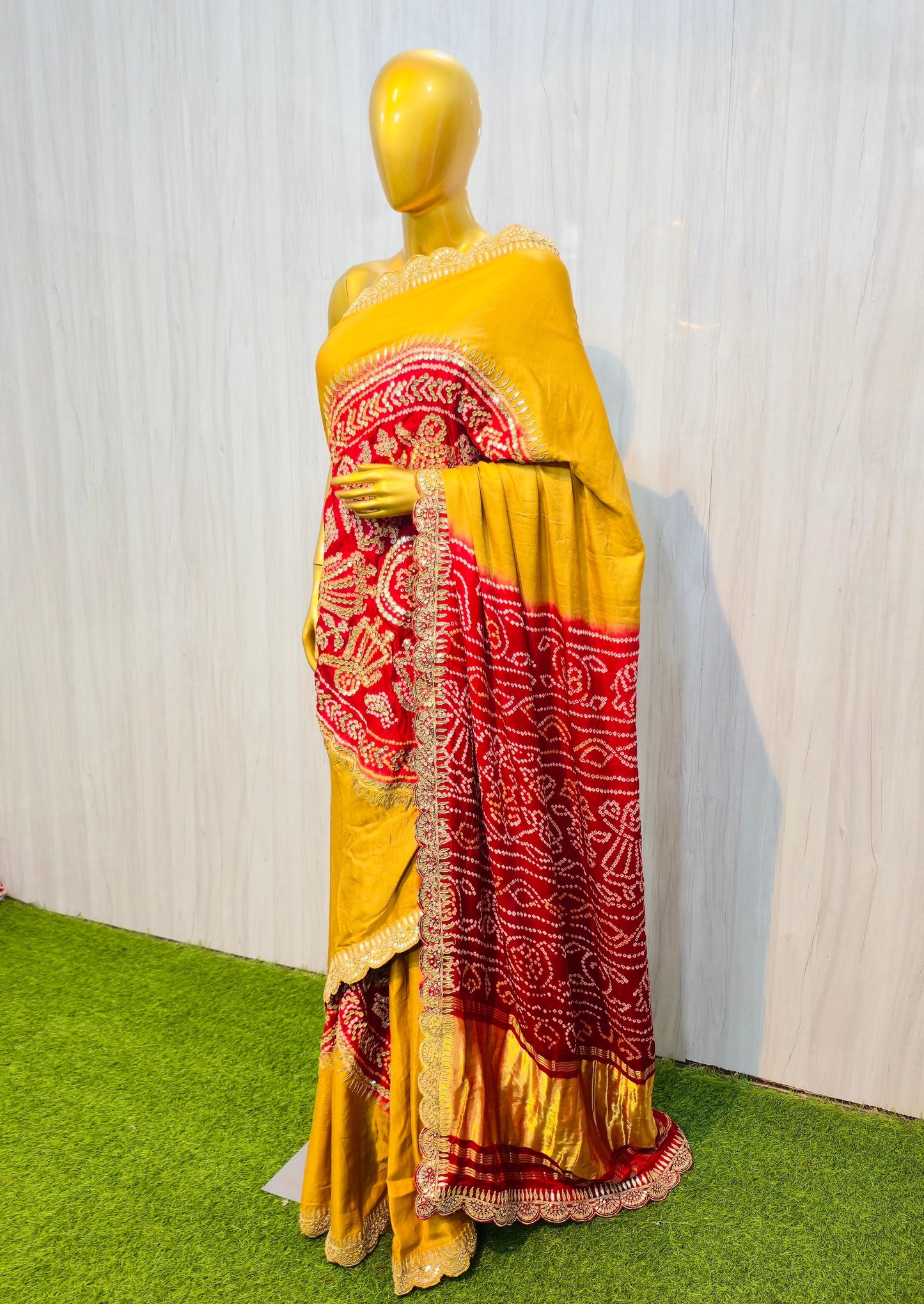 Ramani gajji silk saree Bandhani saree luxury sari Saffronfashionindia