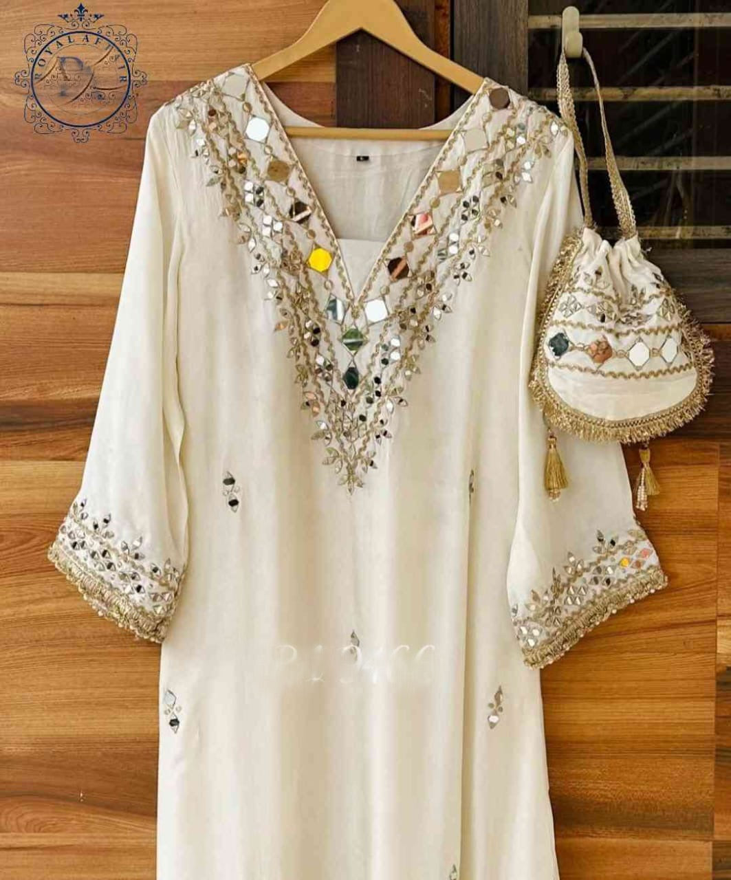 Silk designer stitched shirt Partywear dress Saffronfashionindia