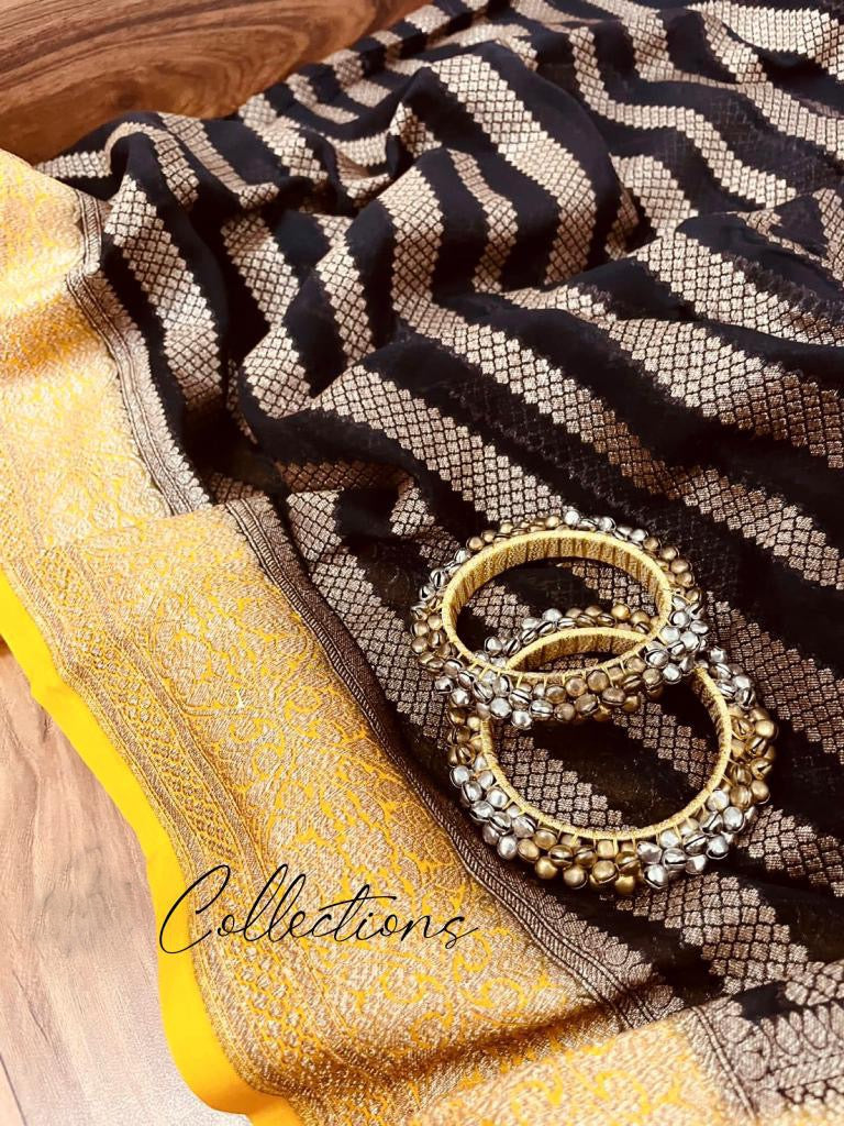 Lavish handwoven Khaddi Gorgette saree Indian saree - Saffronfashionindia