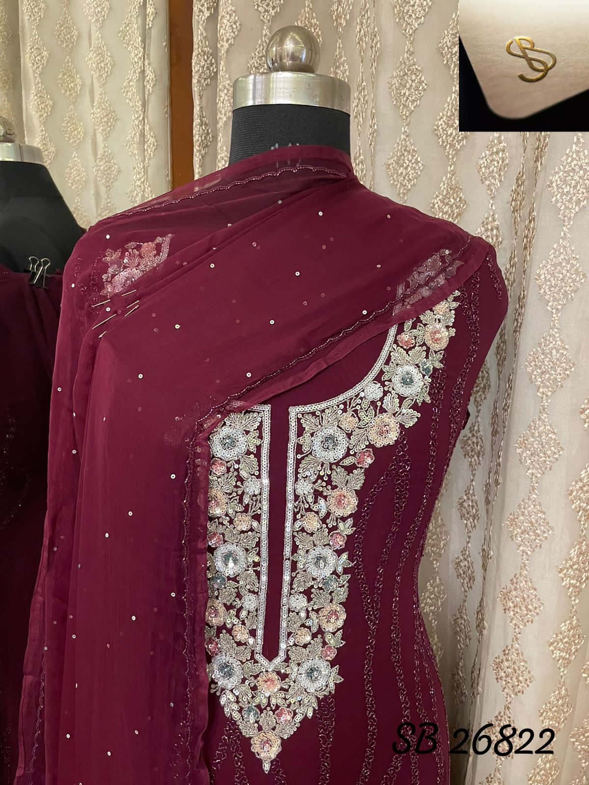 Ariba cutdana gorgette Indian Pakistani Salwar suit - Saffronfashionindia