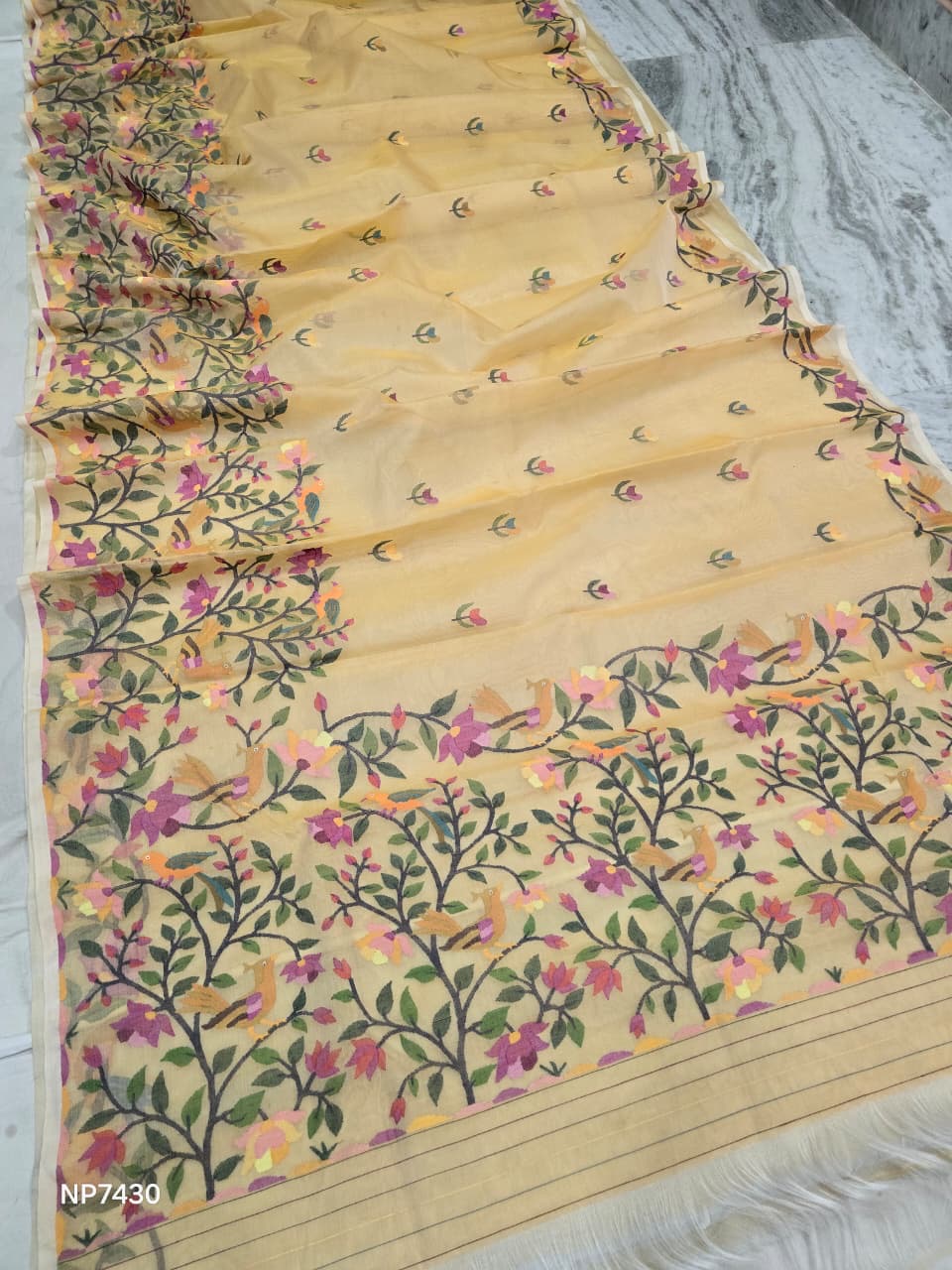 Pure Tantuj saree jamdani saree Indian sari blouse SaffronFashion