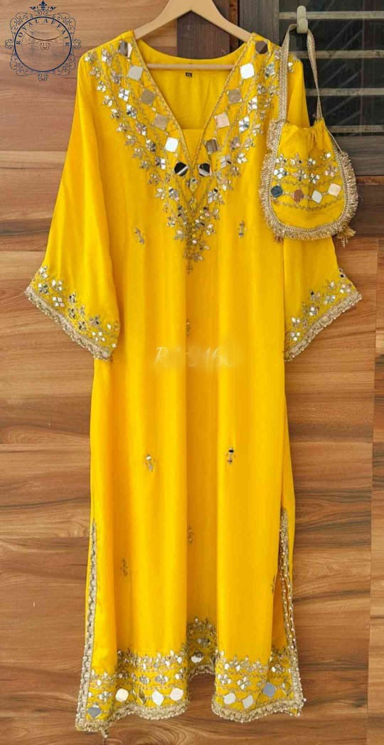 Silk designer stitched shirt Partywear dress Saffronfashionindia