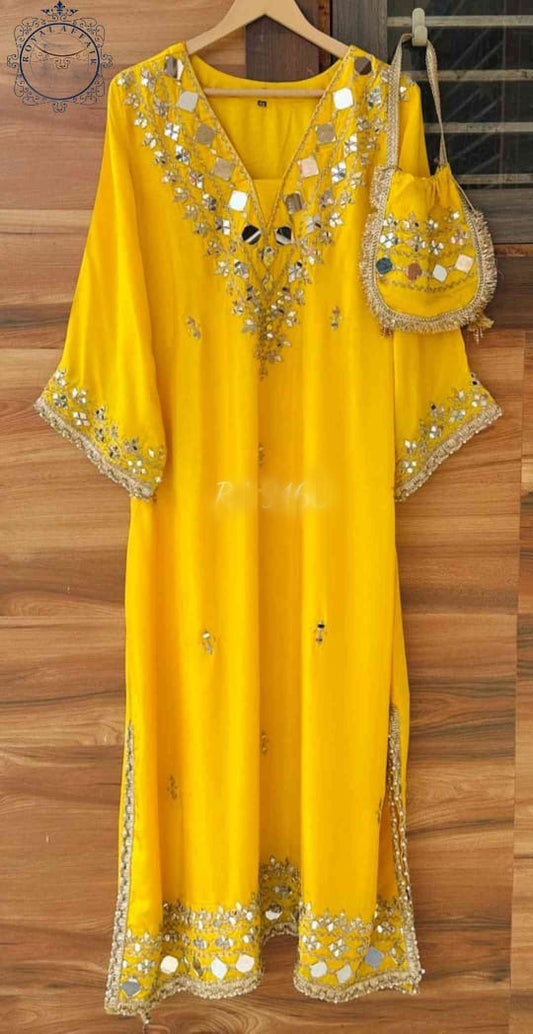 Silk designer stitched shirt Partywear dress Saffronfashionindia