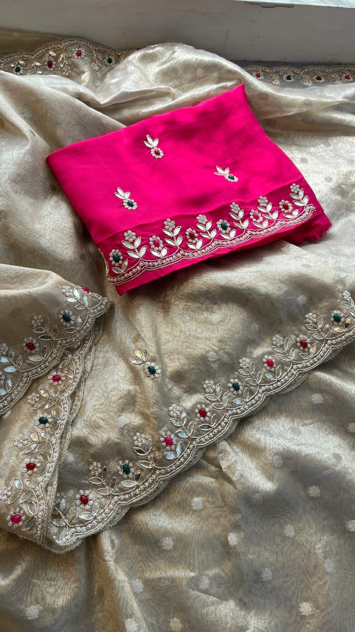 Tissue silk saree Indian saree bragging by mmmmmp SAFFRONFASHION