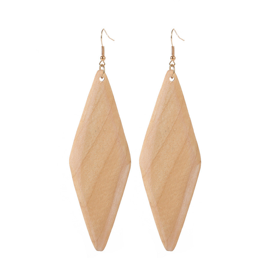 European And American Personalized Exaggerated Wood Eardrops - Saffronfashionindia