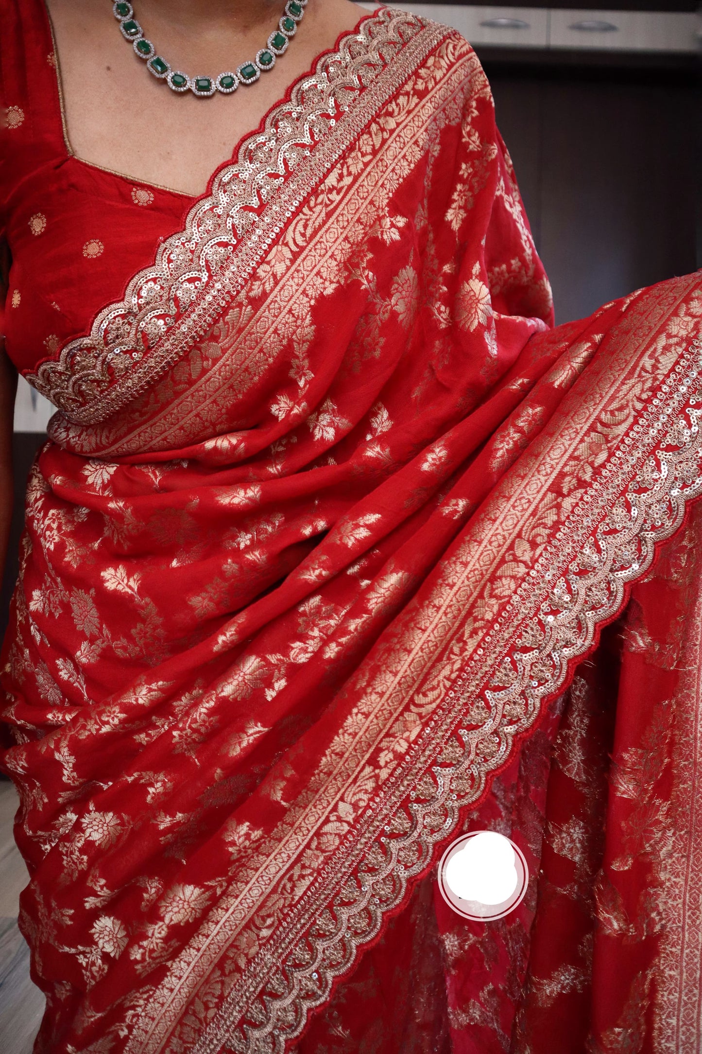 Khaddi saree Gorgette saree Indian saree blouse - Saffronfashionindia