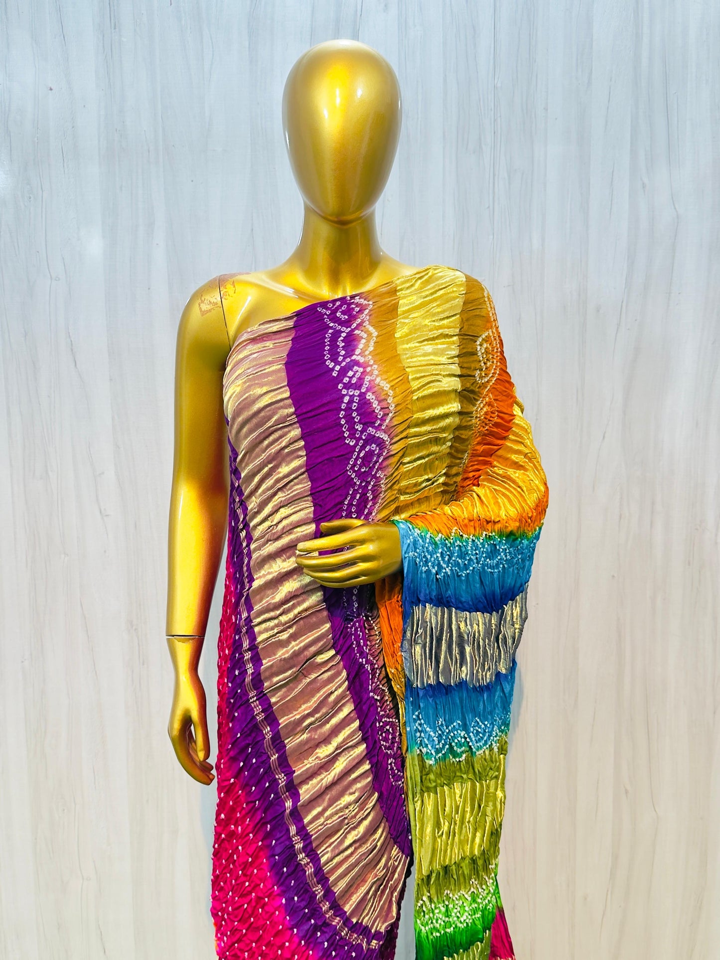 Bandhani saree gajji silk saree Indian sari blouse SaffronFashion