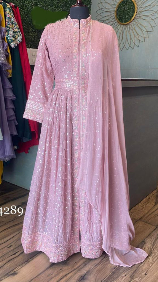Pinkjaana gown partywear gown - Saffronfashionindia