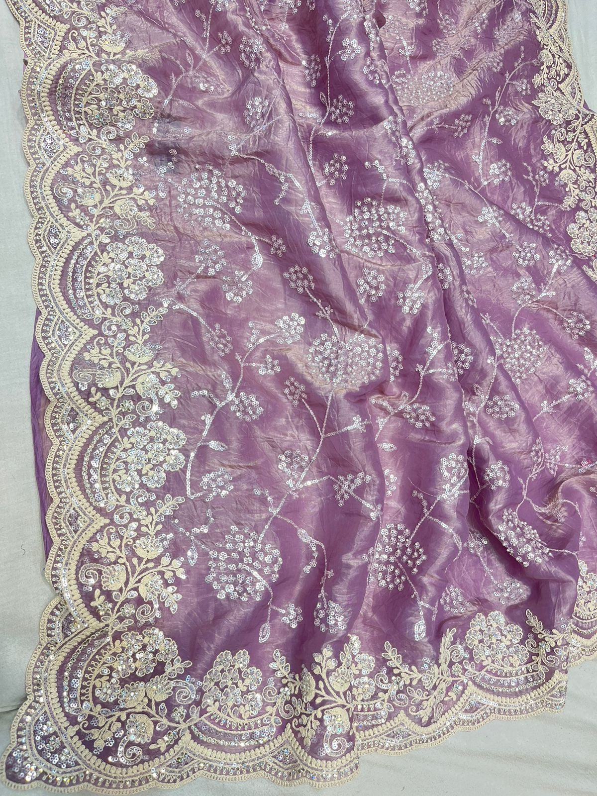 Rahika crush organza sequins saree - Saffronfashionindia