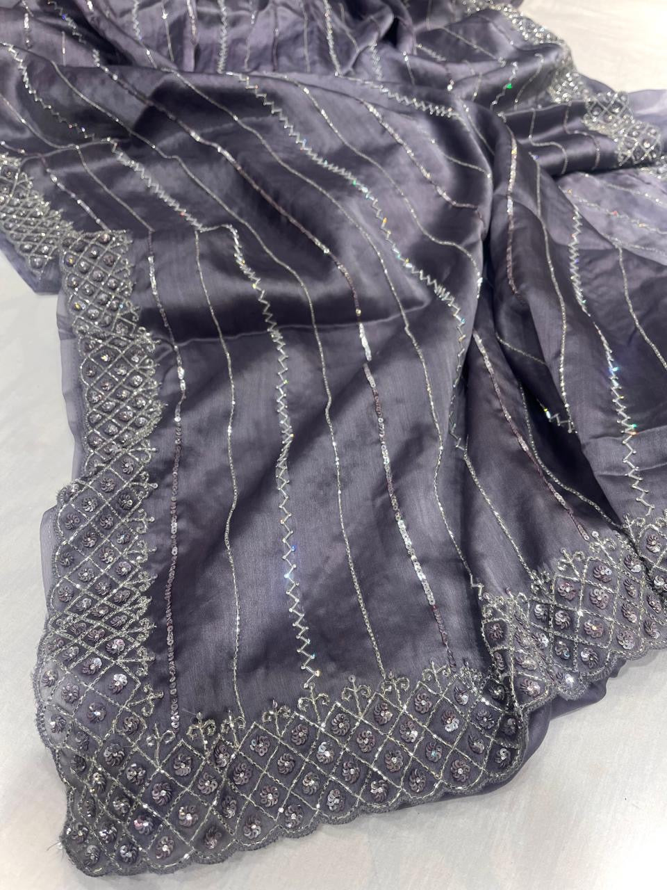 Lavisha organza saree Indian saree sequence sarees - Saffronfashionindia