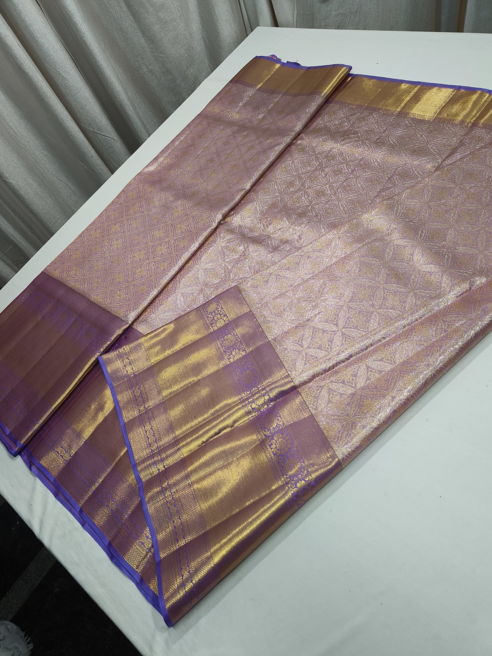 Lavender Kanjeevaram saree Indian sarees women saree blouse - Saffronfashionindia