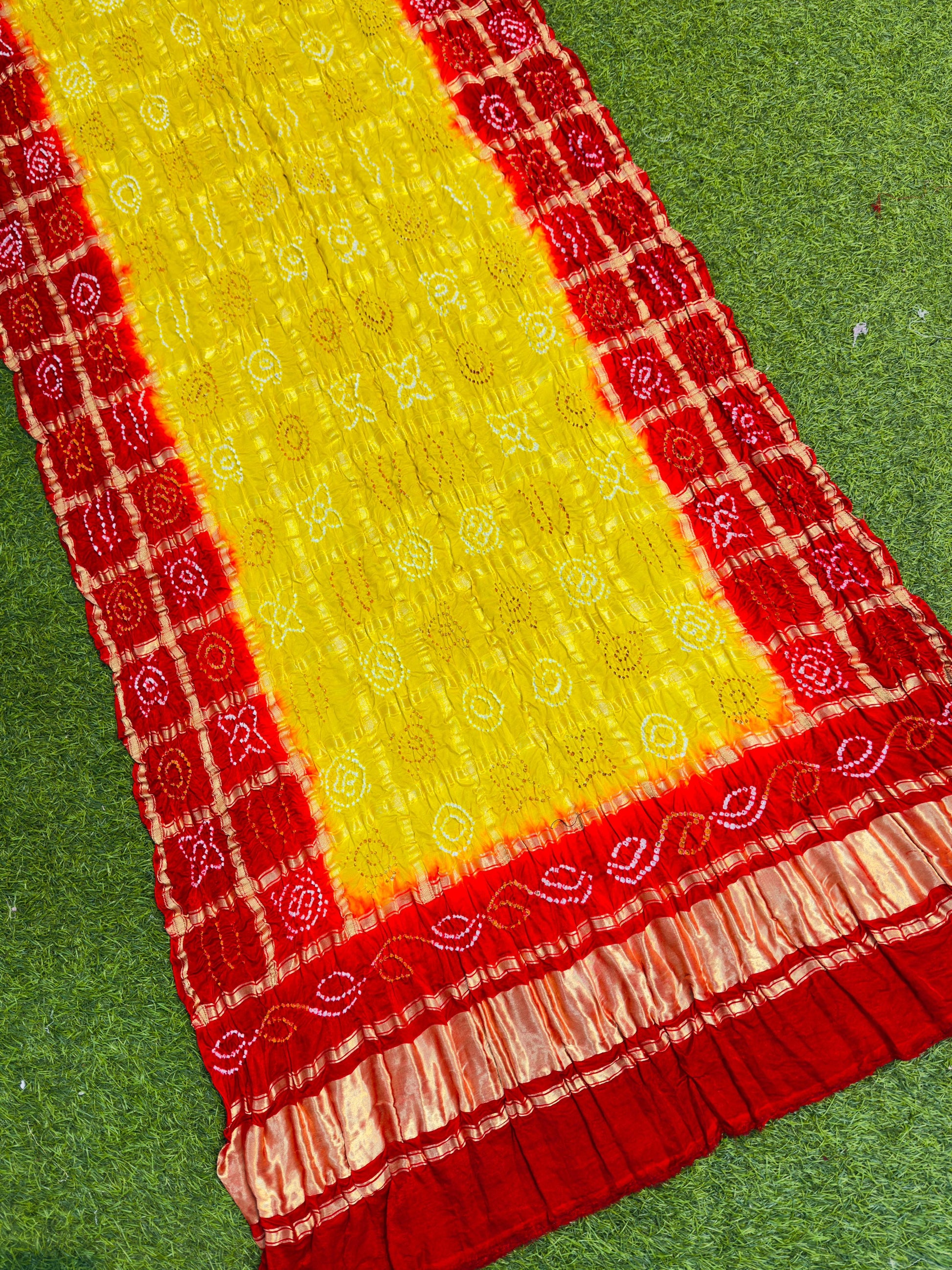 Yellow dupatta gajji silk dupatta Indian dupatta wedding bridal dupatta SaffronFashion
