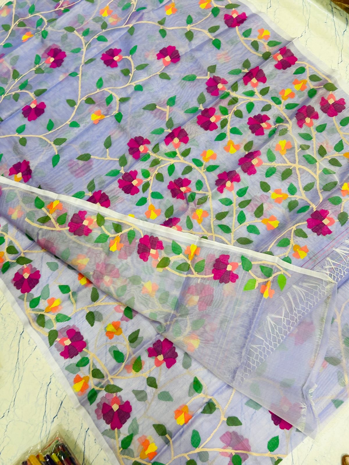 Ramvi Jamdani saree handwoven muslin Tantuj sarees - Saffronfashionindia