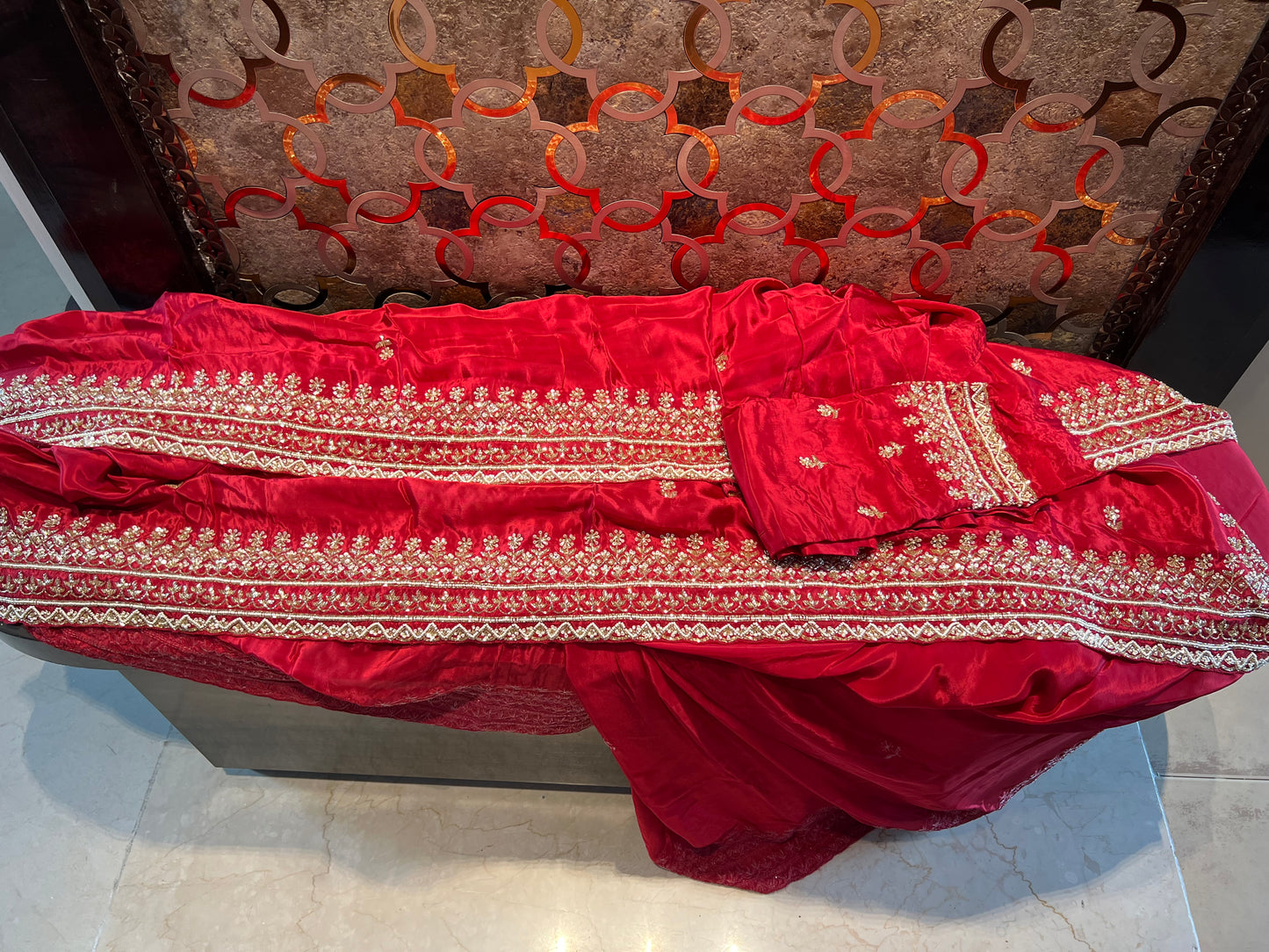 Red organza saree Indian saree bridal saree - Saffronfashionindia