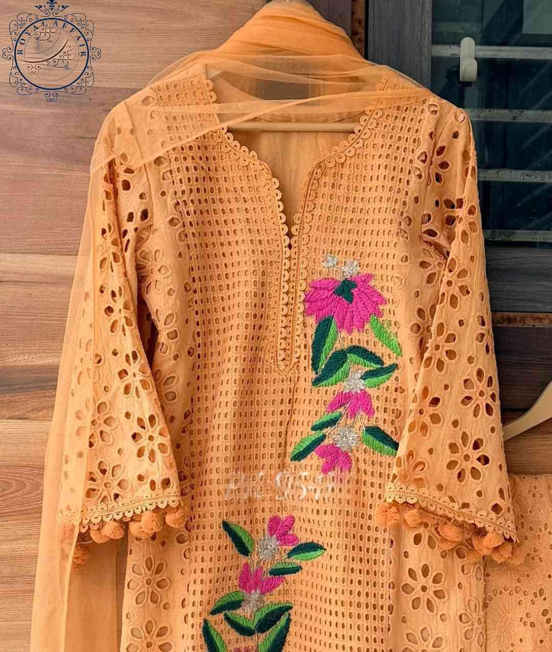 Chikankari stitched shirt set designer dress Saffronfashionindia