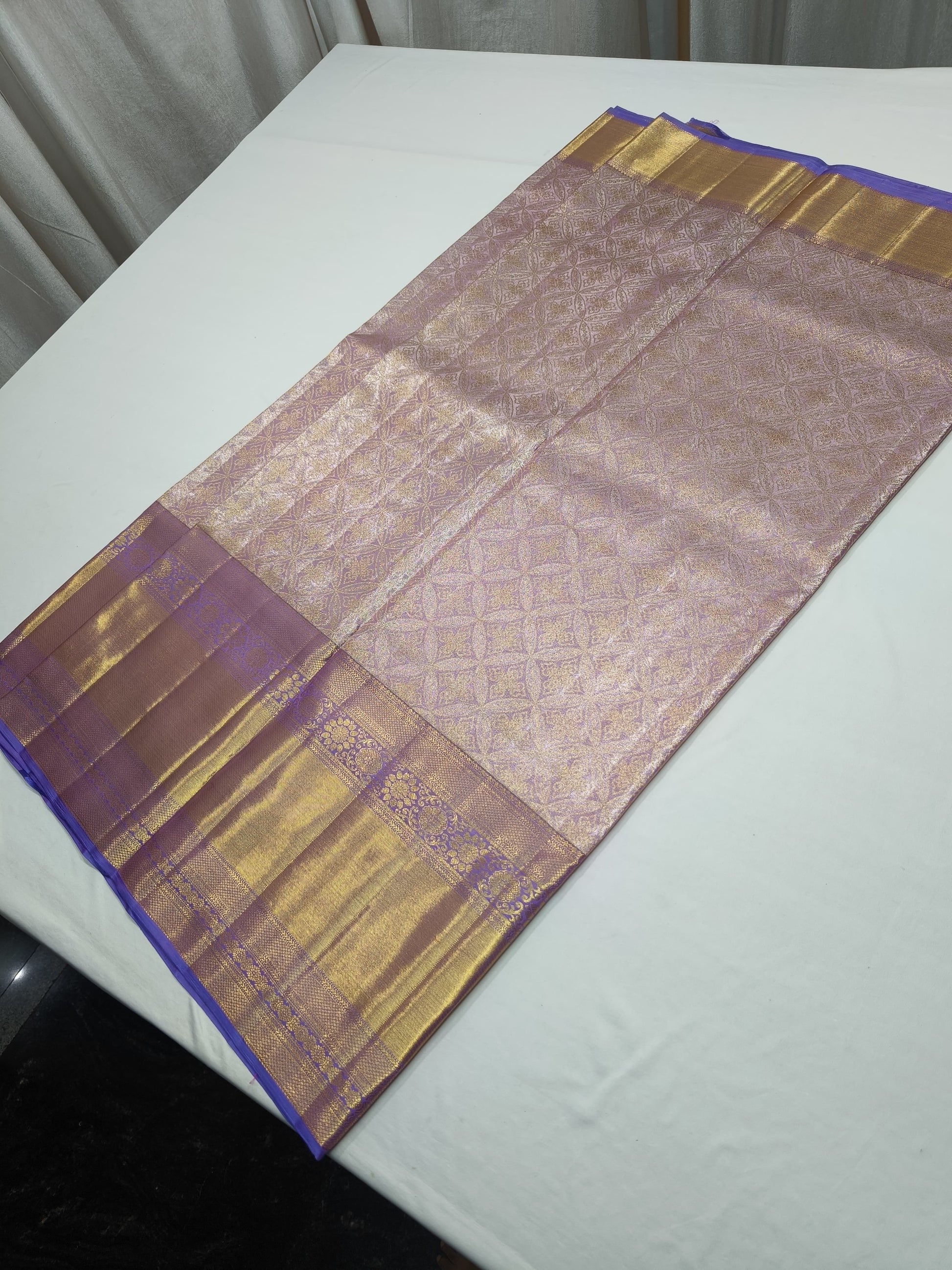Lavender Kanjeevaram saree Indian sarees women saree blouse - Saffronfashionindia