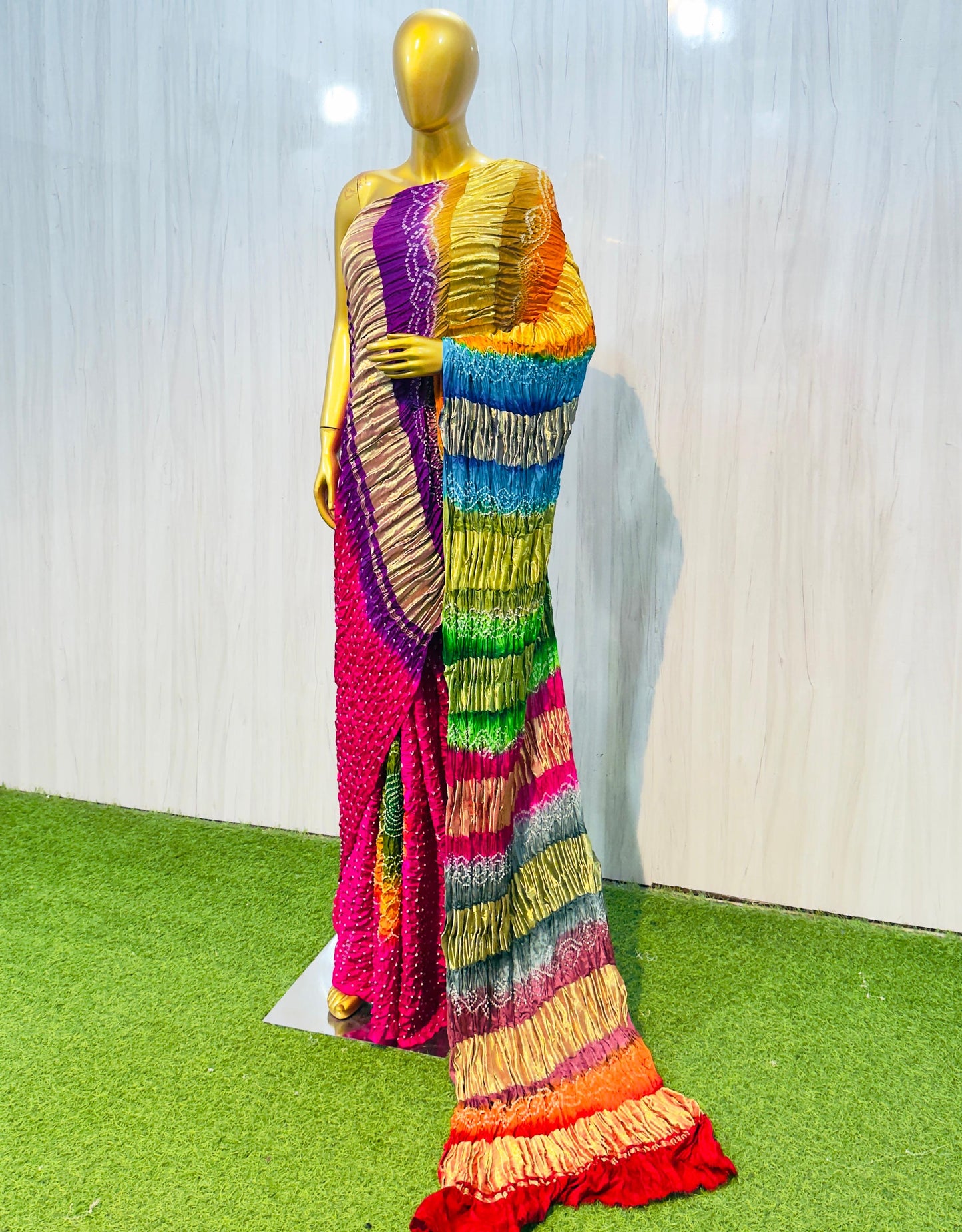 Bandhani saree gajji silk saree Indian sari blouse SaffronFashion