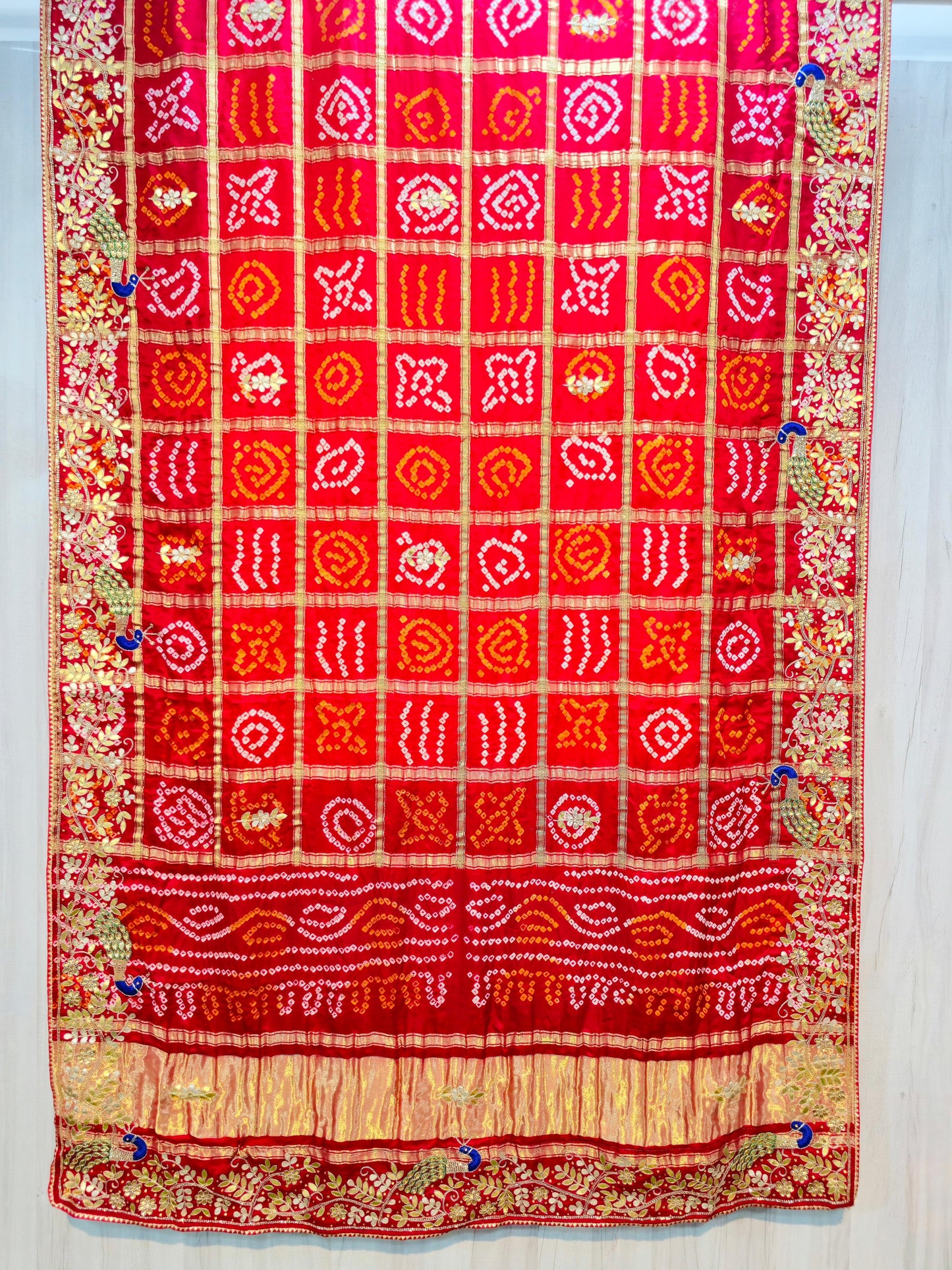 Red gajji silk dupatta gharchola dupatta Indian traditional dupatta SaffronFashion