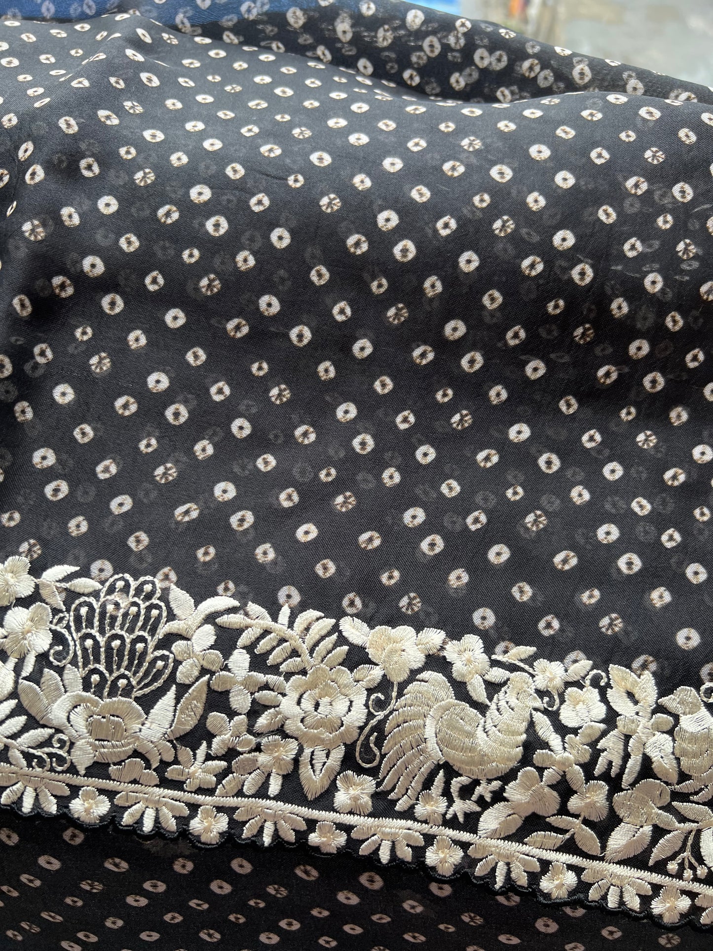 Black Organza Saree parsi inspired border saree blouse - Saffronfashionindia