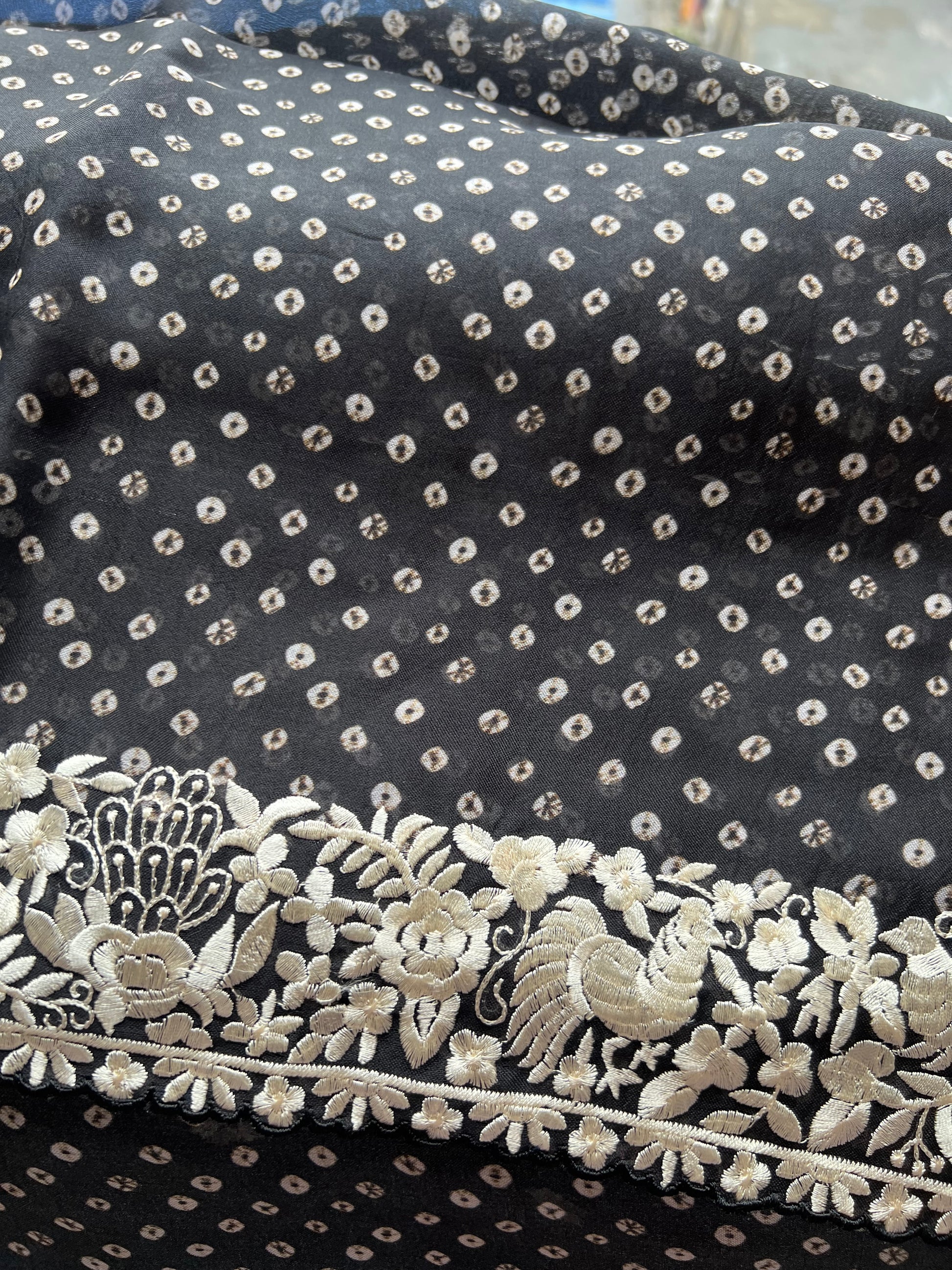 Black Organza Saree parsi inspired border saree blouse - Saffronfashionindia