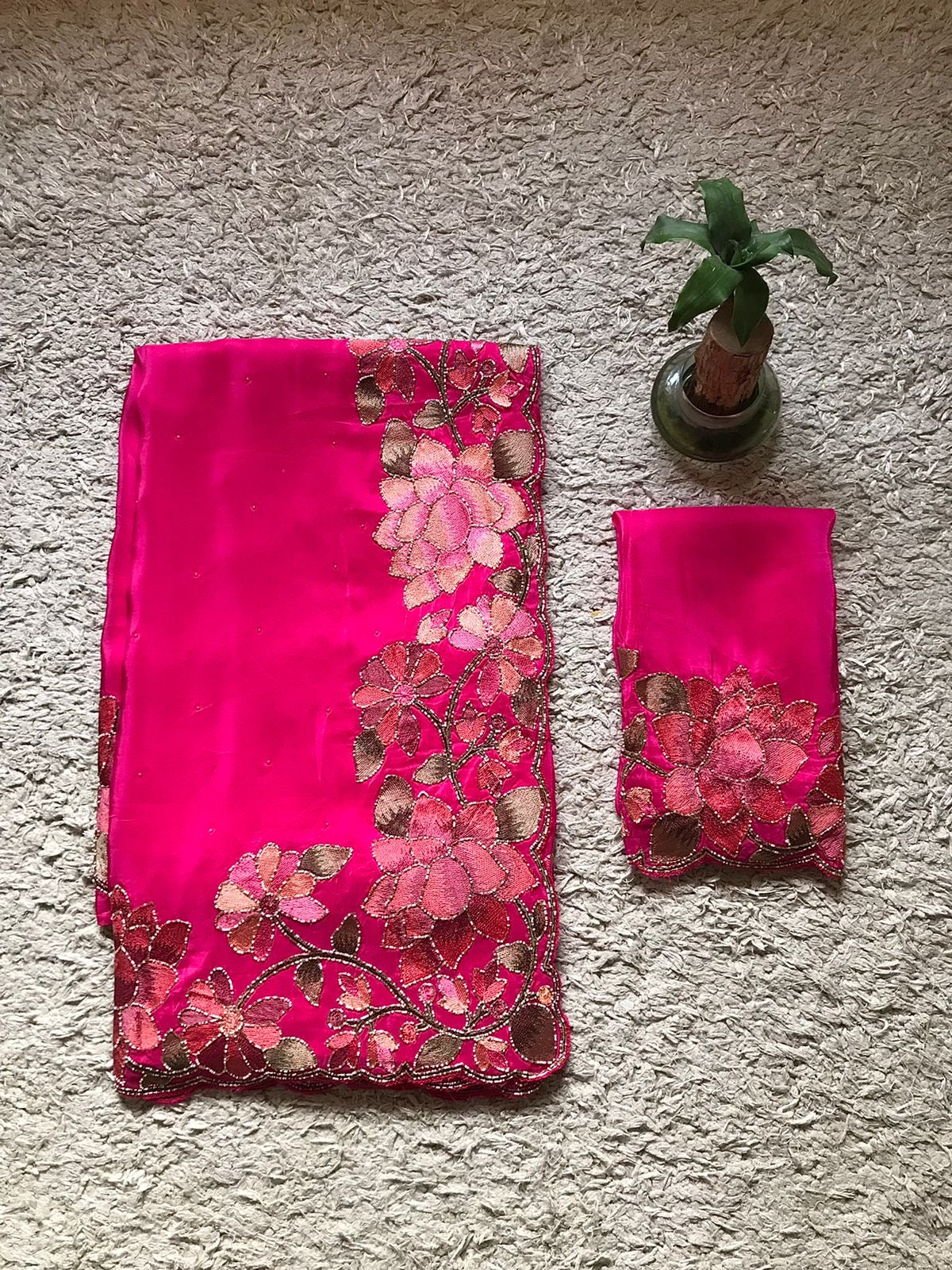 Premium floral saree organza saree beautiful sari blouse SaffronFashion