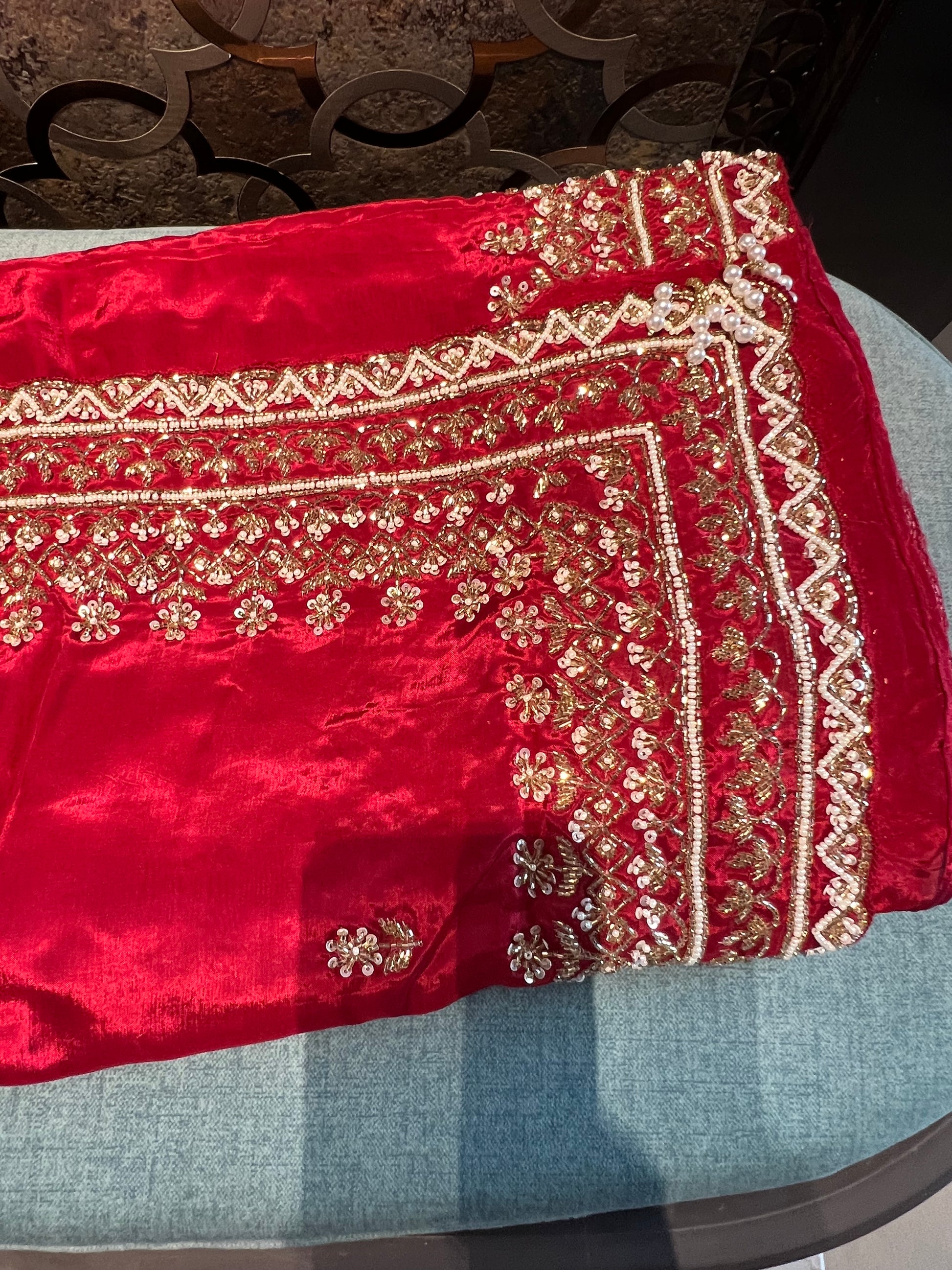 Red organza saree Indian saree bridal saree - Saffronfashionindia