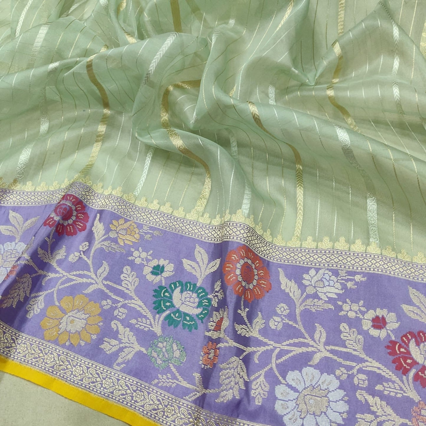 Numisha Kora silk saree handwoven saree SaffronFashion