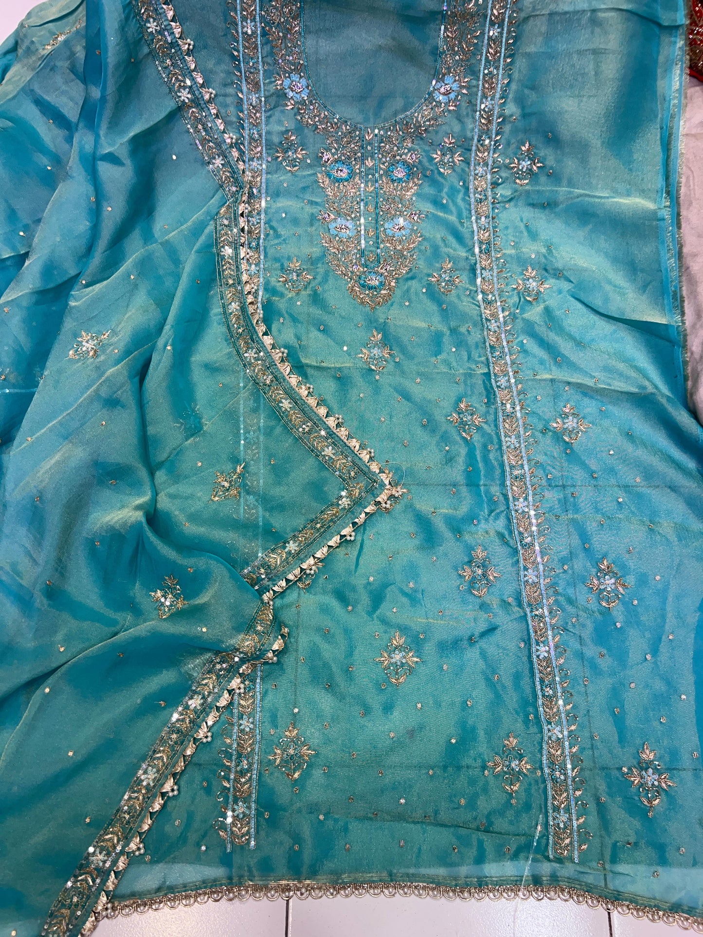Reshi simmer organza suit punjabi salwar suit - Saffronfashionindia