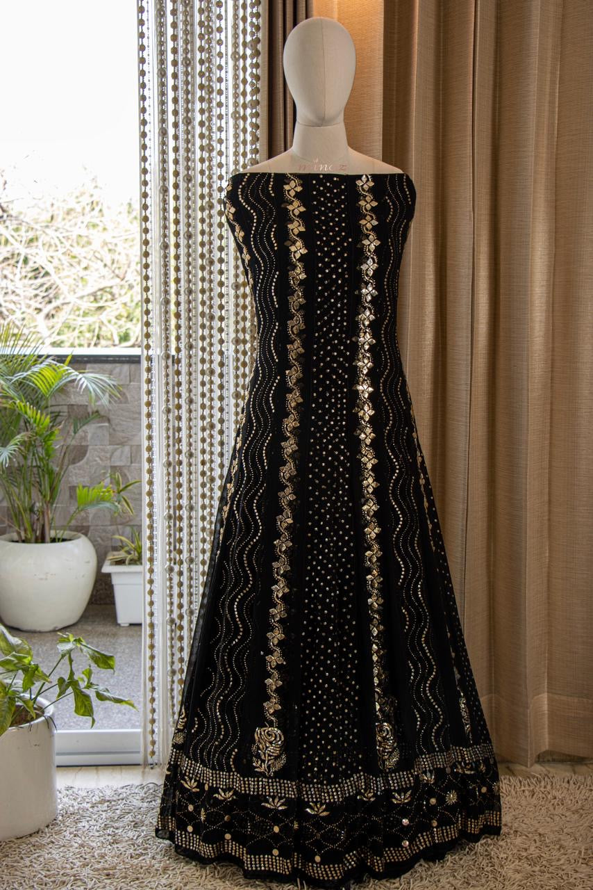 Black Anarkali Dress Indian Dress - Saffronfashionindia