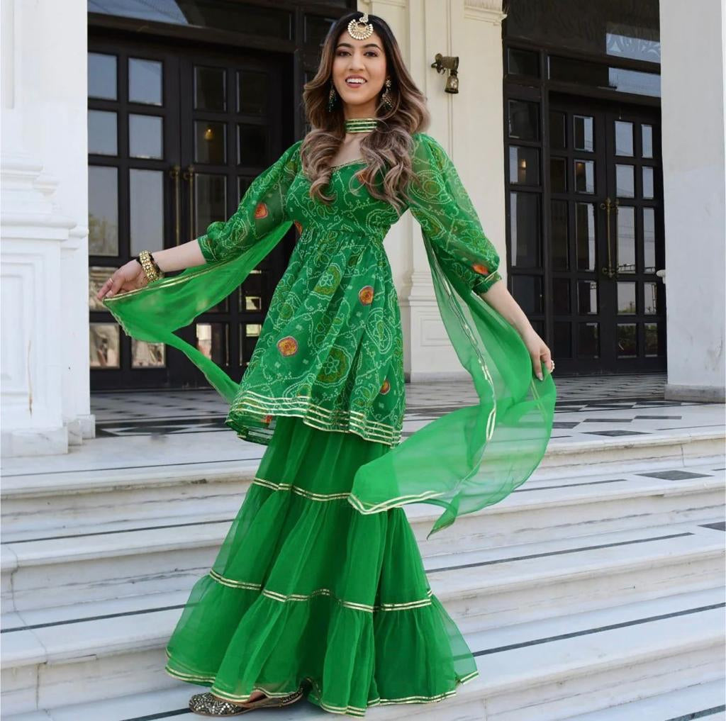 Alina green Kurti set - Saffronfashionindia