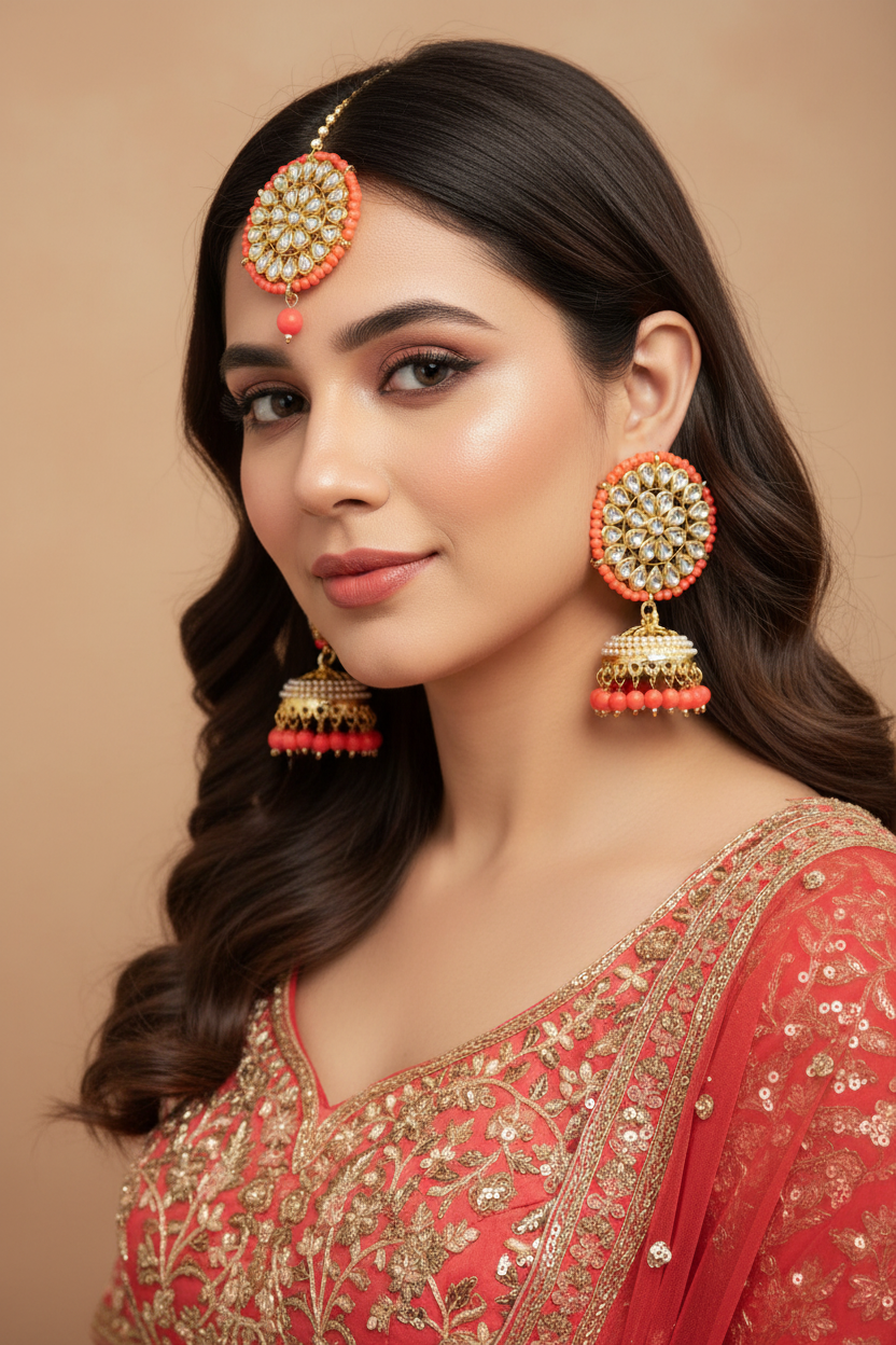 Handmade tikka set Kundan tikka Indian jewellery SaffronFashion