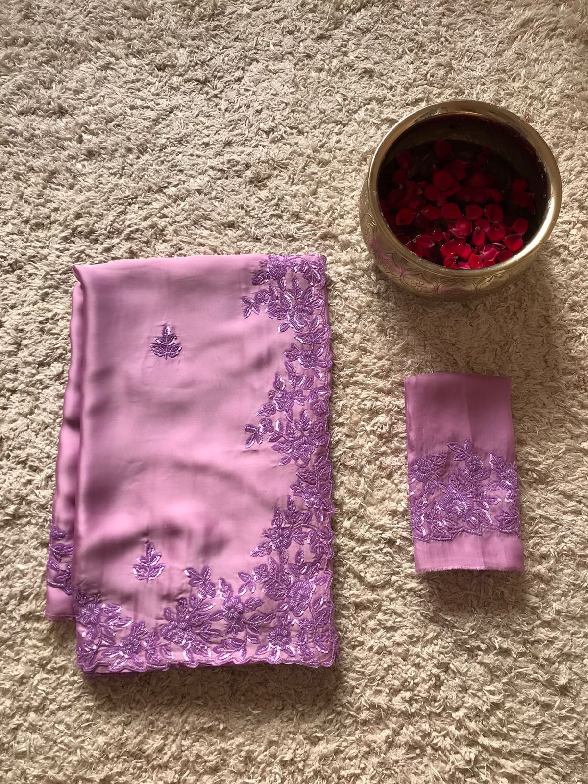 Lilac Satin organza silk saree Partywear sarees Indian sari SaffronFashion