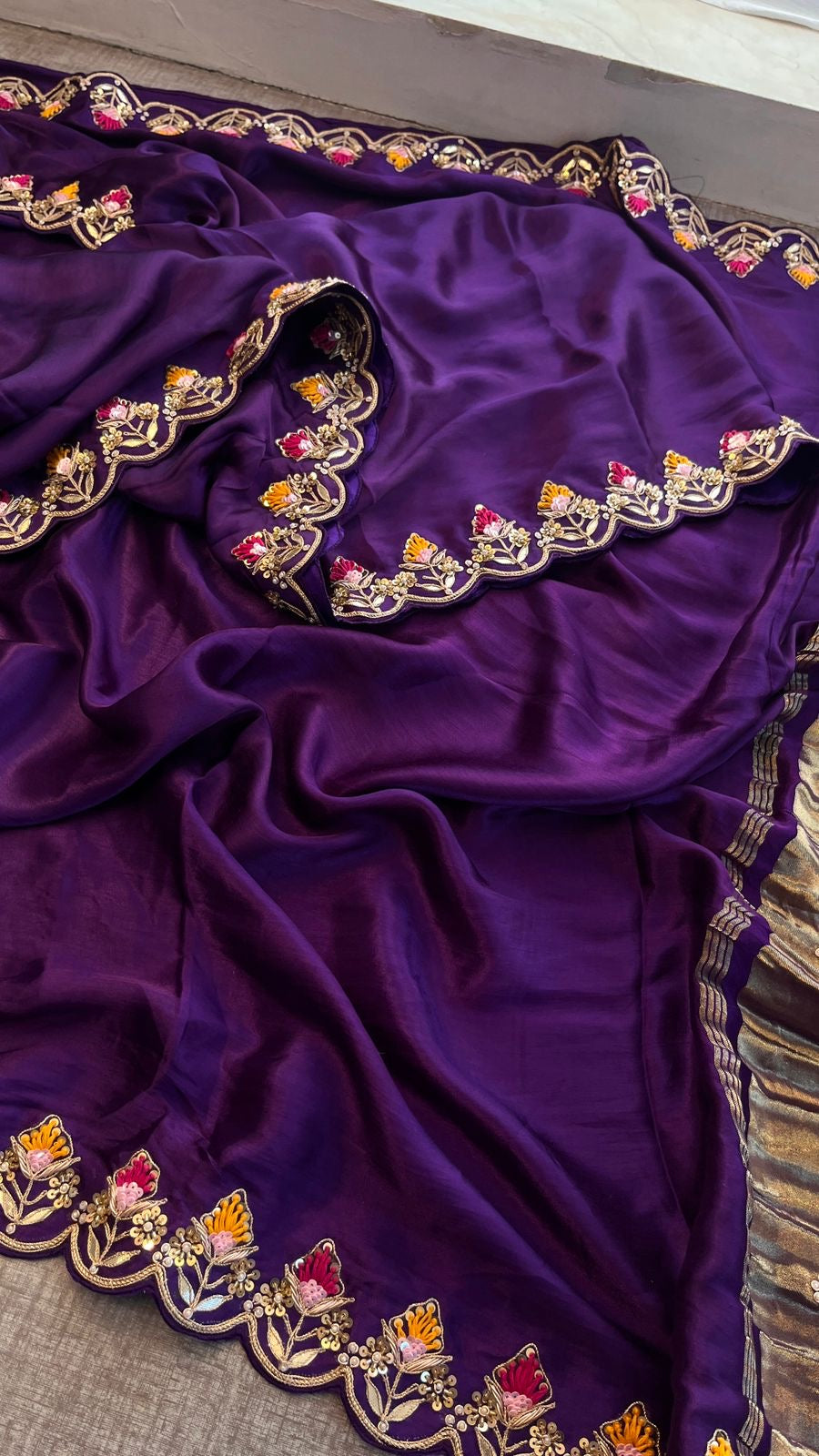 Purple Gajji Silk Saree Luxury Silk Saree blouse - Saffronfashionindia